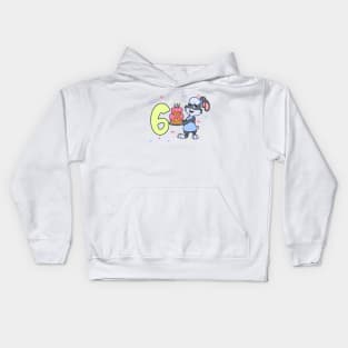 I am 6 with bunny - girl birthday 6 years old Kids Hoodie